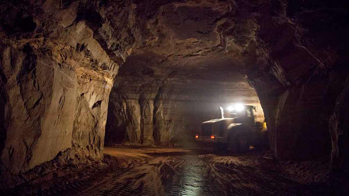 A front end loader moves