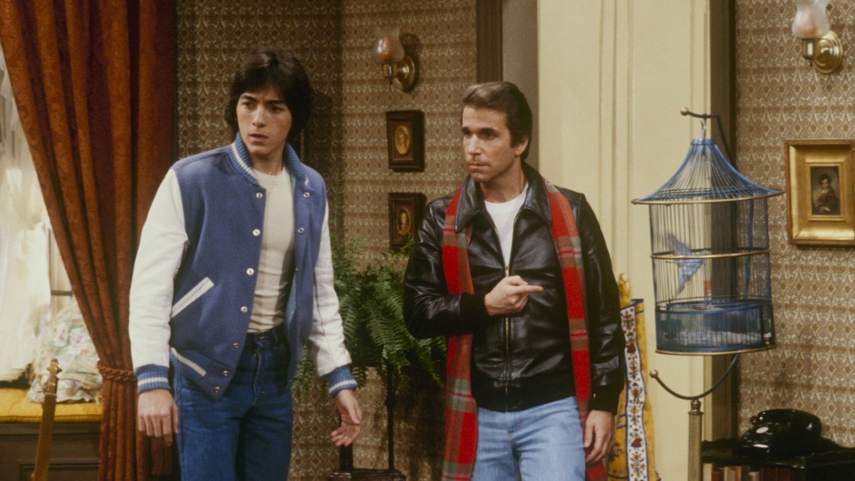 Scott Baio and Henry Winkler acting in 'Happy Days'