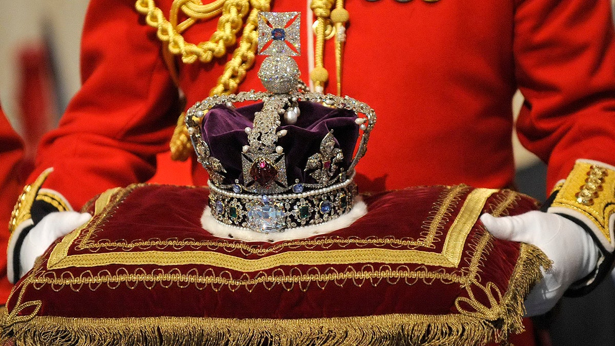 A close-up of the Imperial State Crown