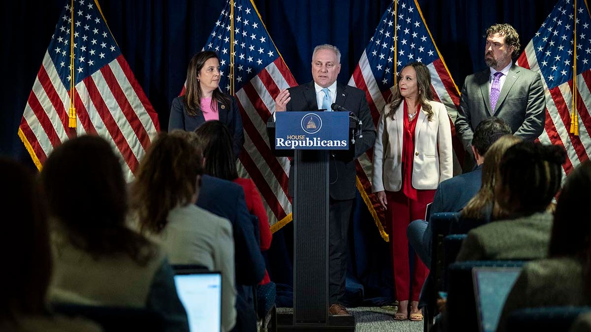 Rep. Steve Scalise (R-LA) speaks during a news conference after a caucus meeting