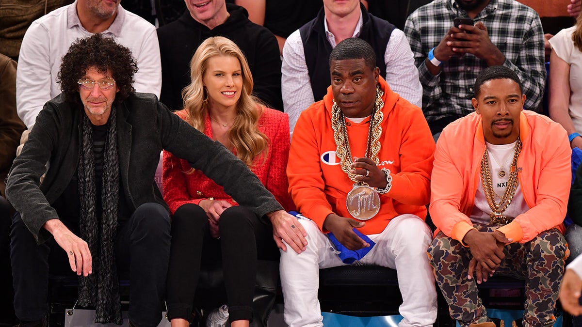 Howard Stern sits courtside by Tracy Morgan