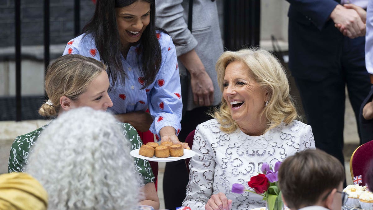 First Lady of the United States of America, Dr. Jill Biden (R) and her grand a lunch, hosted by Prime Minister Rishi Sunak.