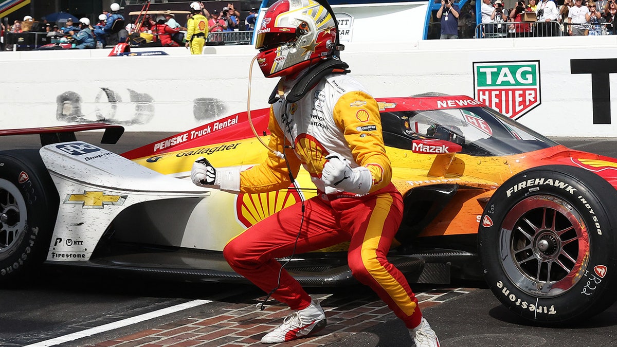 Josef Newgarden at the finish line