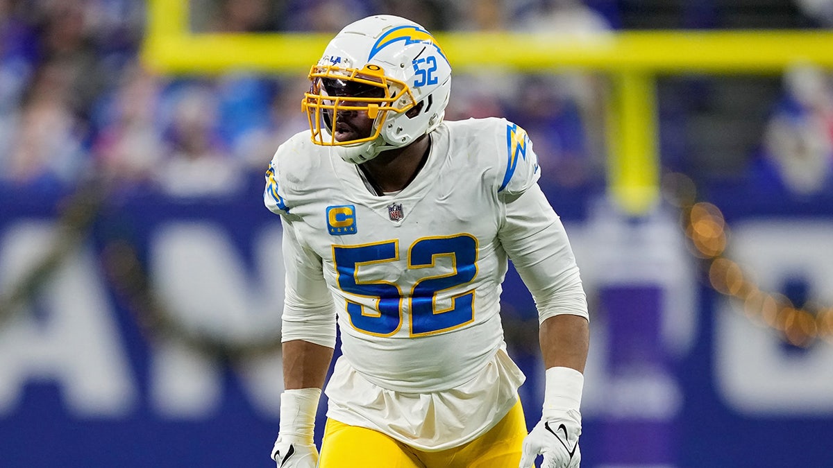 Khalil Mack plays in a game against the Colts