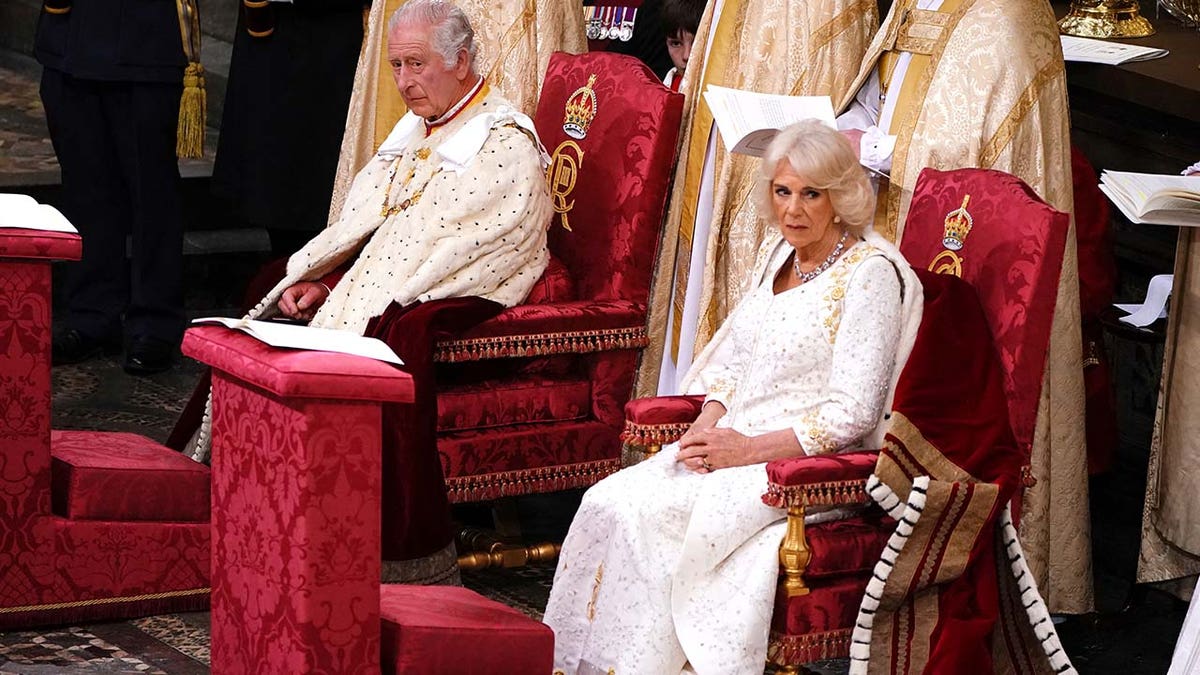 King Charles III and Queen Camilla during their coronation