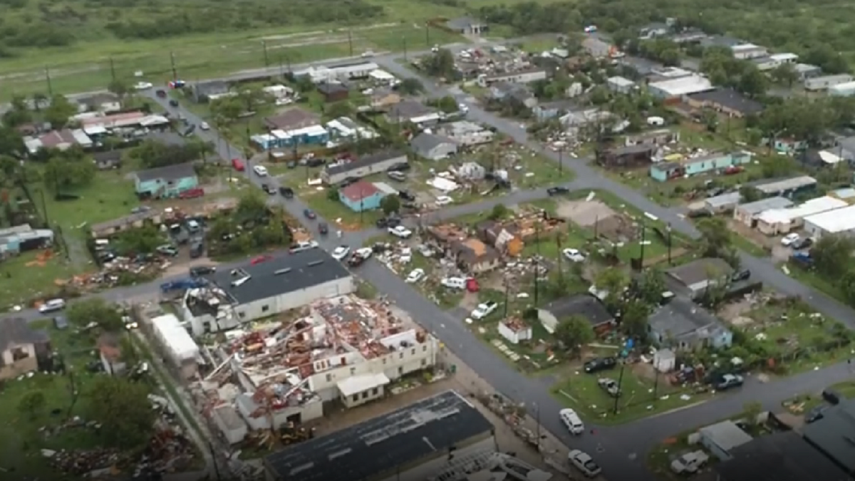 Drone footage showing Texas tornado aftermath