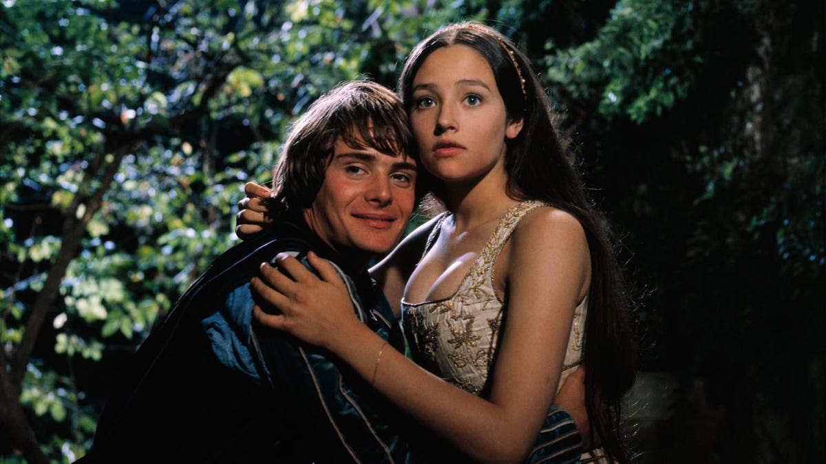 A photo of Olivia Hussey and Leonard Whiting from the film "Romeo and Juliet."
