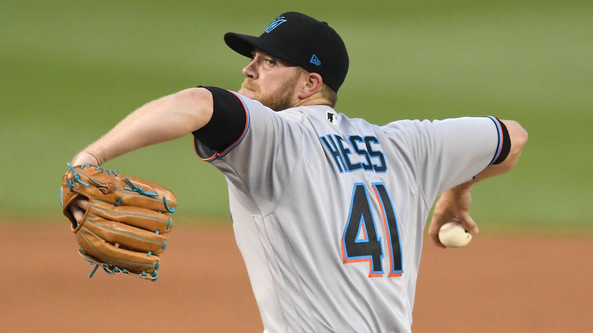 David Hess pitches during a game