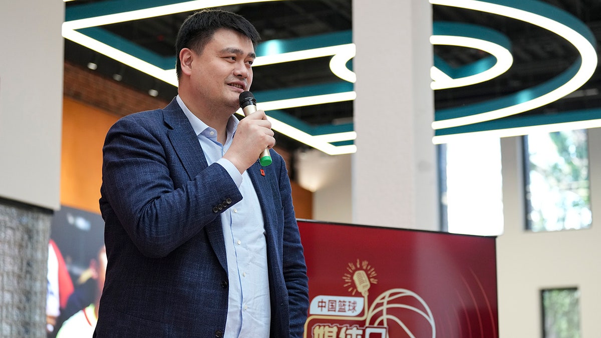 Yao Ming speaks during the China Basketball Association Media Day