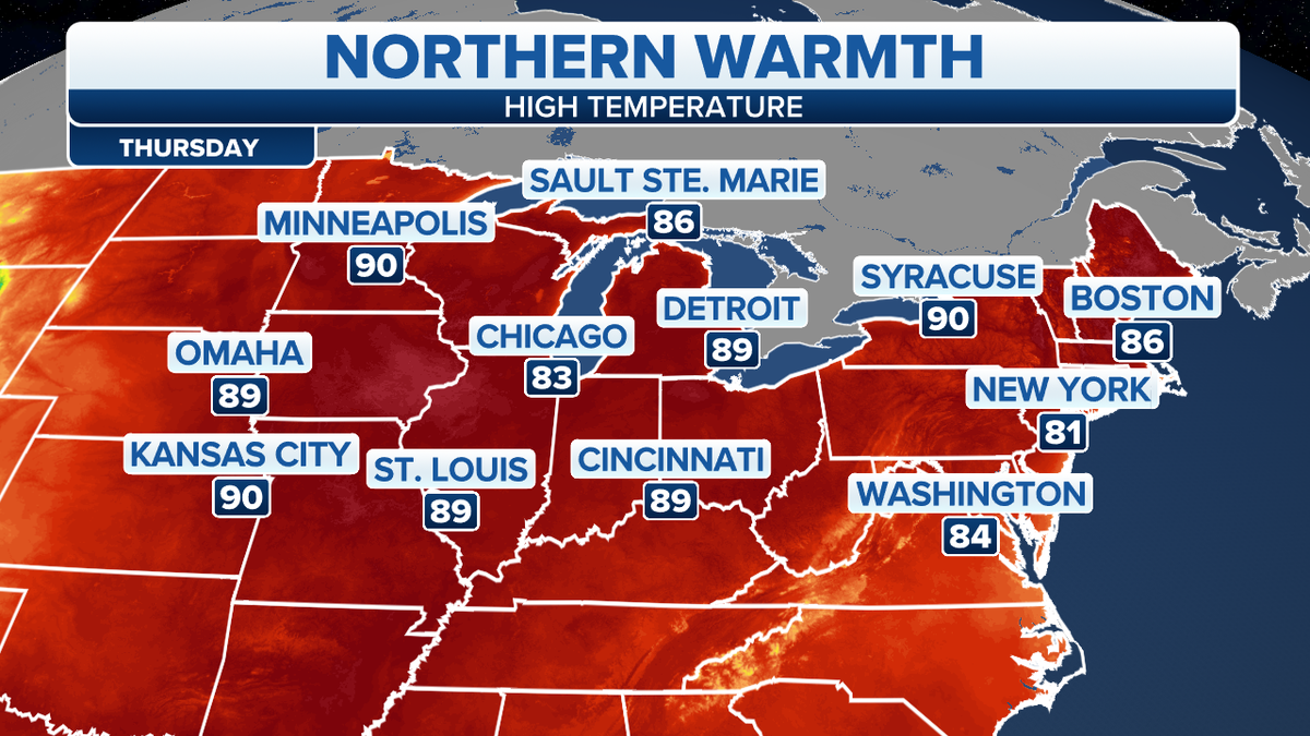 Northern warmth forecast in the U.S.