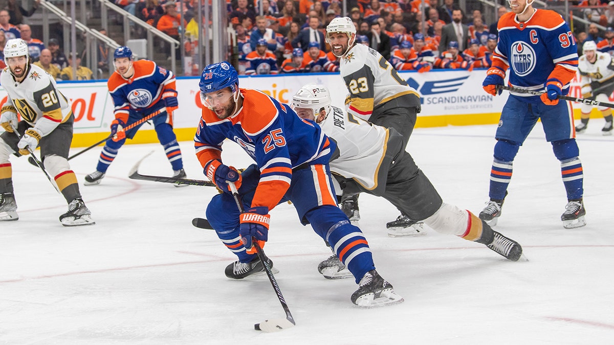 Darnell Nurse skates during a game