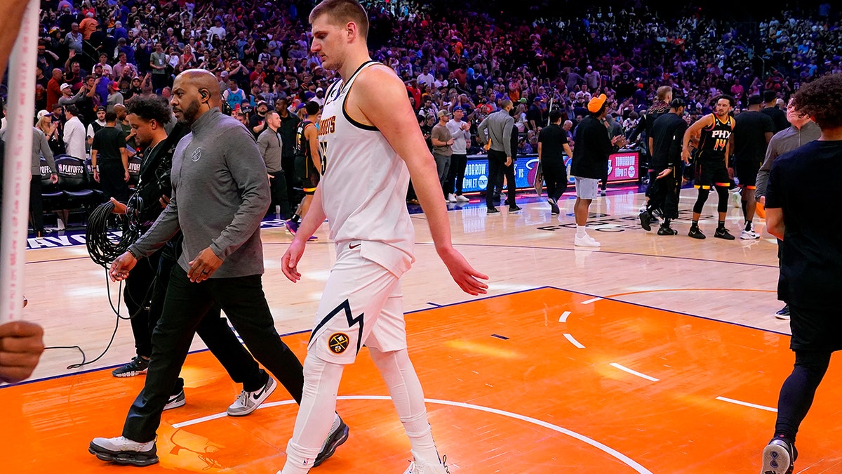 Nikola Jokic leaves the court