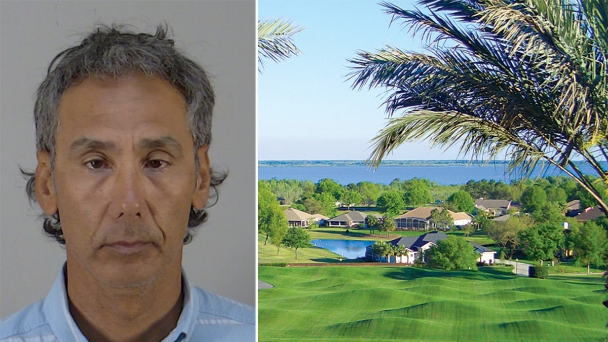 Orobitg's booking photo next to a shot of the golf club