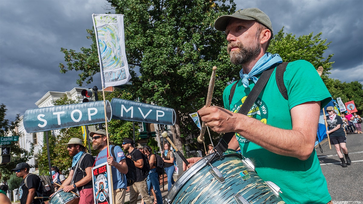 Climate advocates protest against Mountain Valley Pipeline