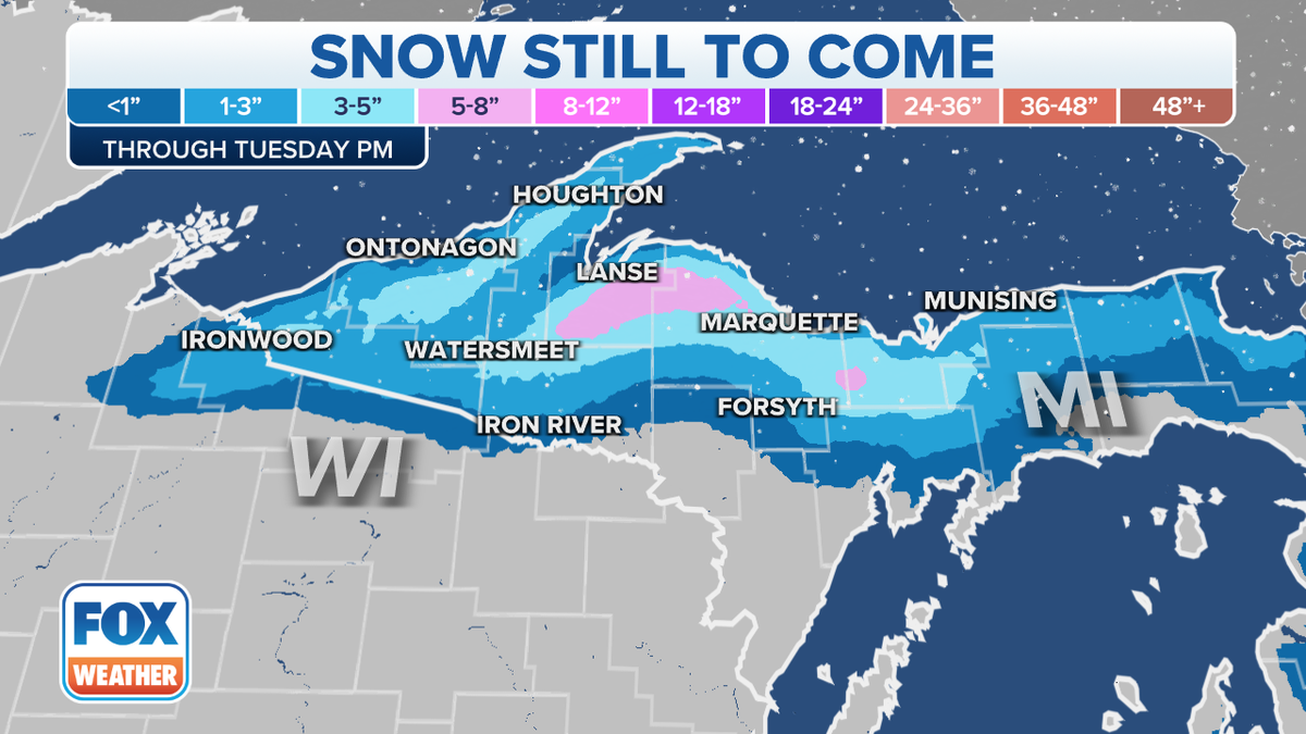 Snow still forecast in the Great Lakes, interior Northeast