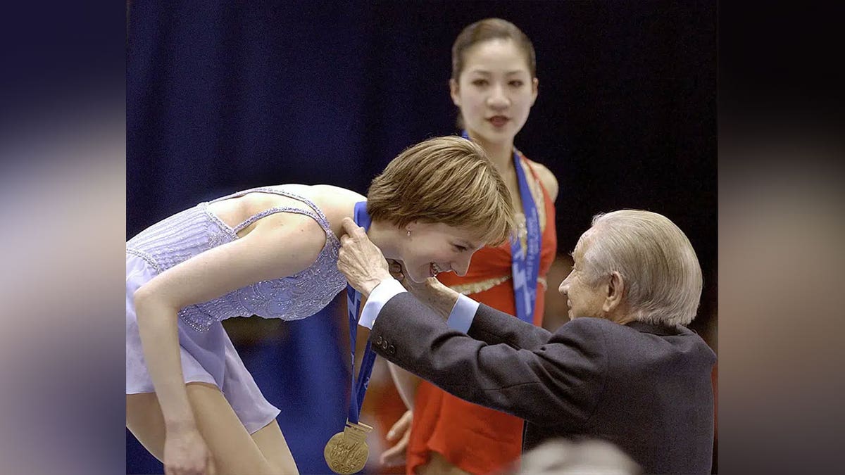 Sarah Hughes receives gold medal in 2002