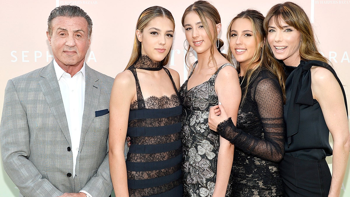 Sylvester Stallone with his wife and daughters