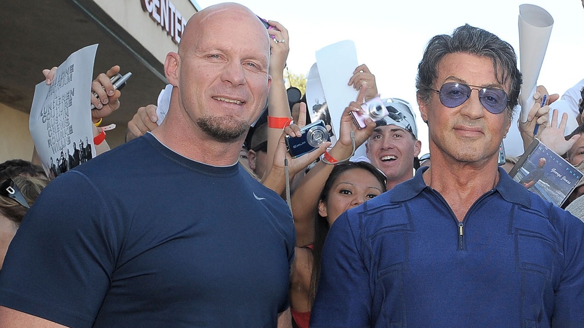 Stallone and Steve Austin at the premiere of "The Expendable"