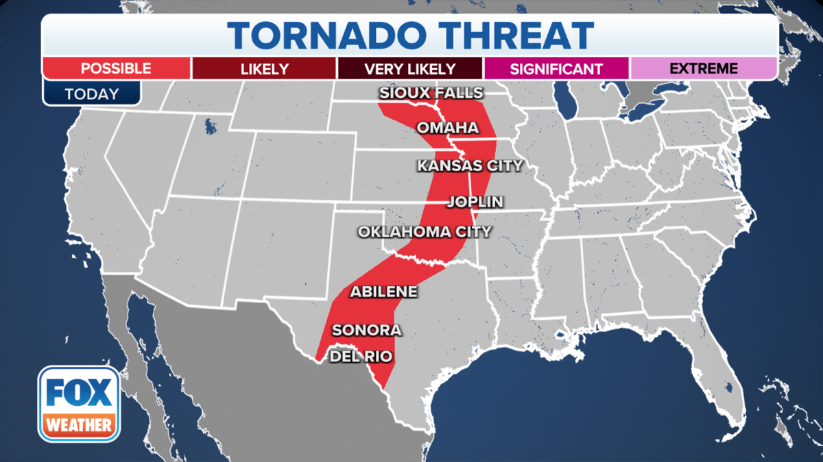 The possible threat of tornadoes