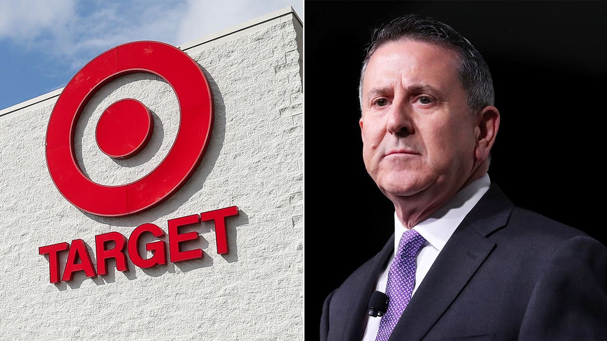 Target CEO Brian Cornell with sign