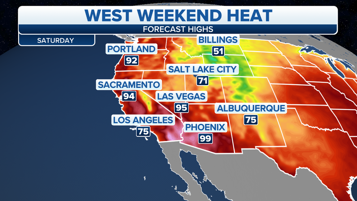 Forecast high temperatures in the West