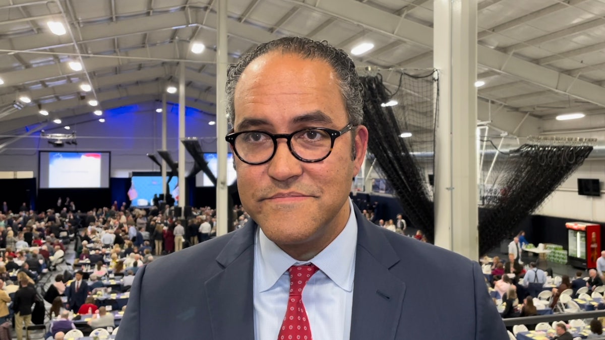 Ex-CIA spy and former Texas Rep. Will Hurd, who is a 2024 Republican presidential candidate, speaks with Fox News in Clive, Iowa, on April 22, 2023.