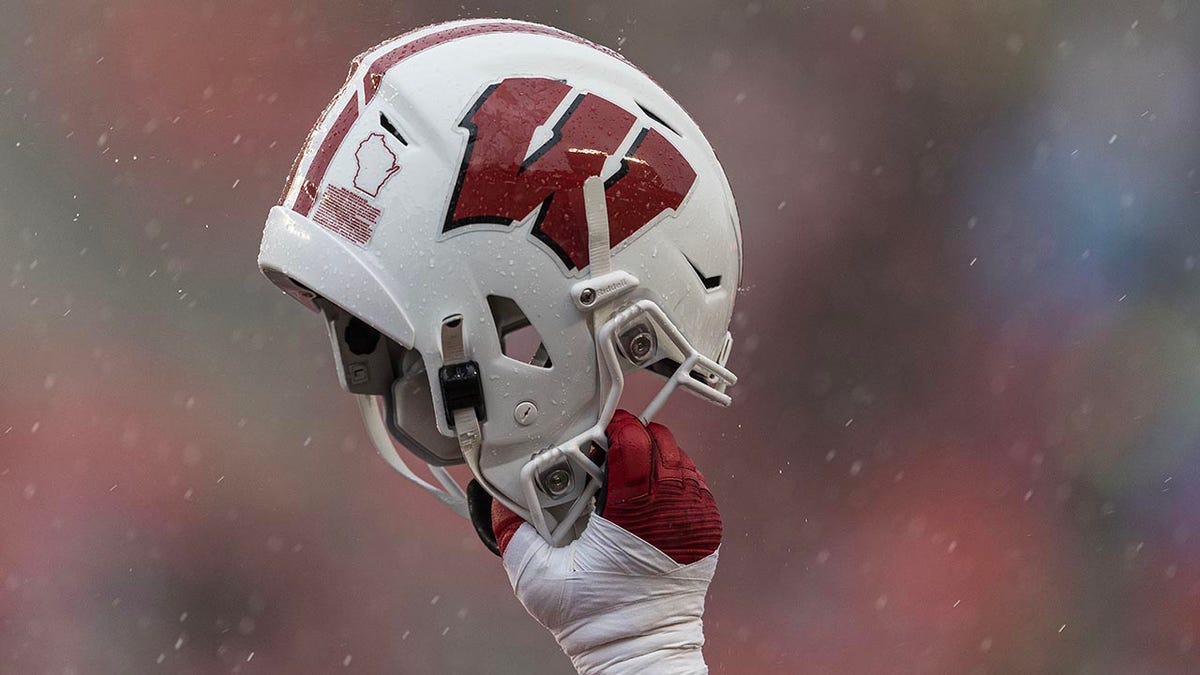 A Wisconsin football helmet