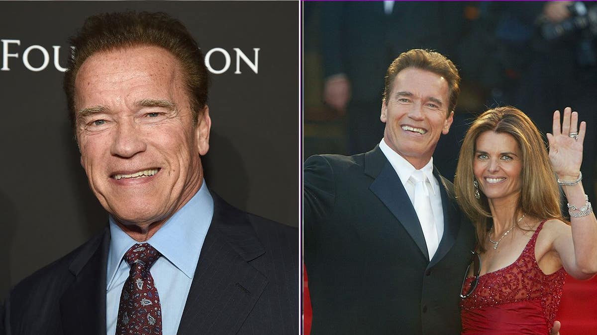 A split of Schwarzenegger by himself and with ex-wife Maria Shriver