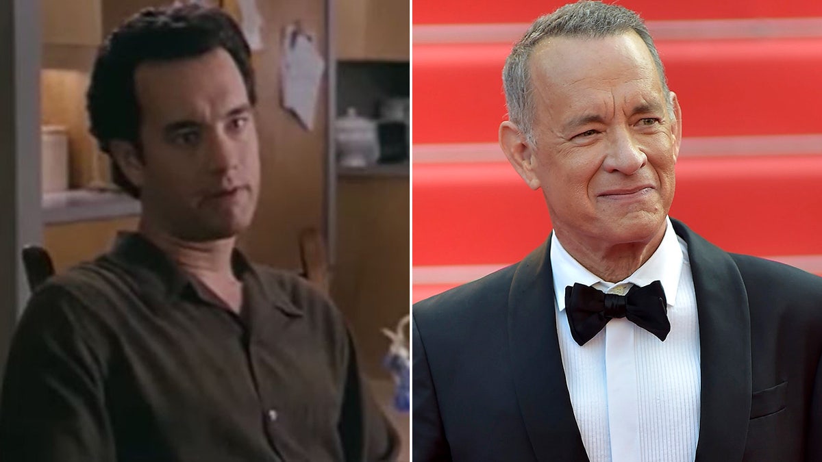 Tom Hanks then and nows split
