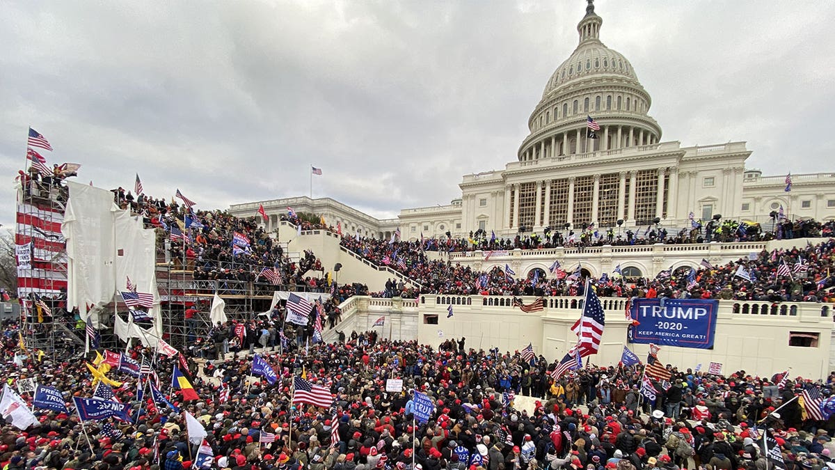 Donald Trump supporters gather outside the U.S. Capitol building in Washington D.C. on Jan. 06, 2021. Joshua Matthew Black, 47, was sentenced to 22 months for his role in the Jan. 6 Capitol protest.