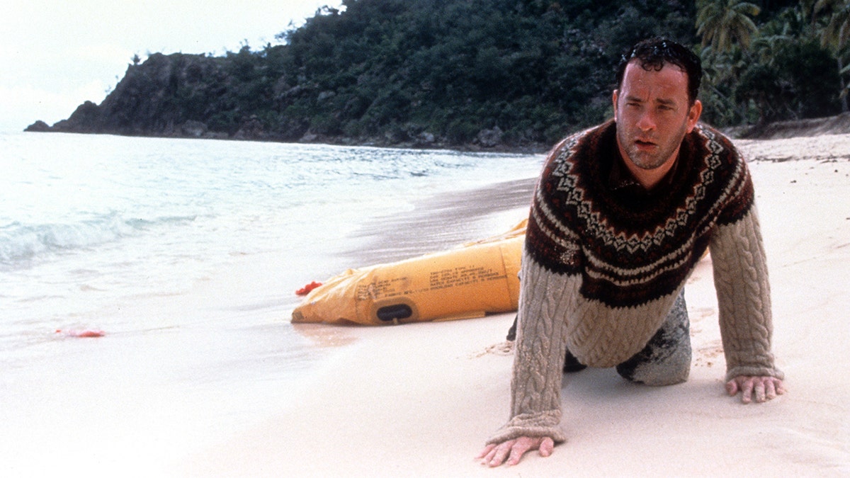 Tom Hanks in a screenshot from Cast Away
