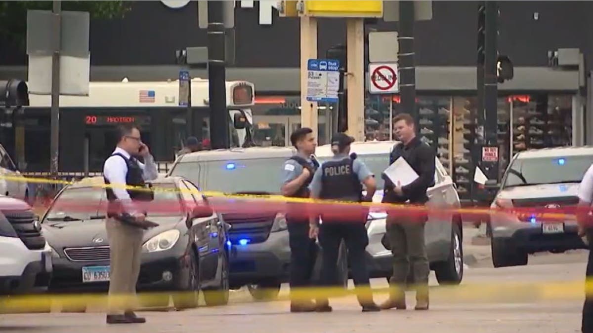 Police outside library shooting scene