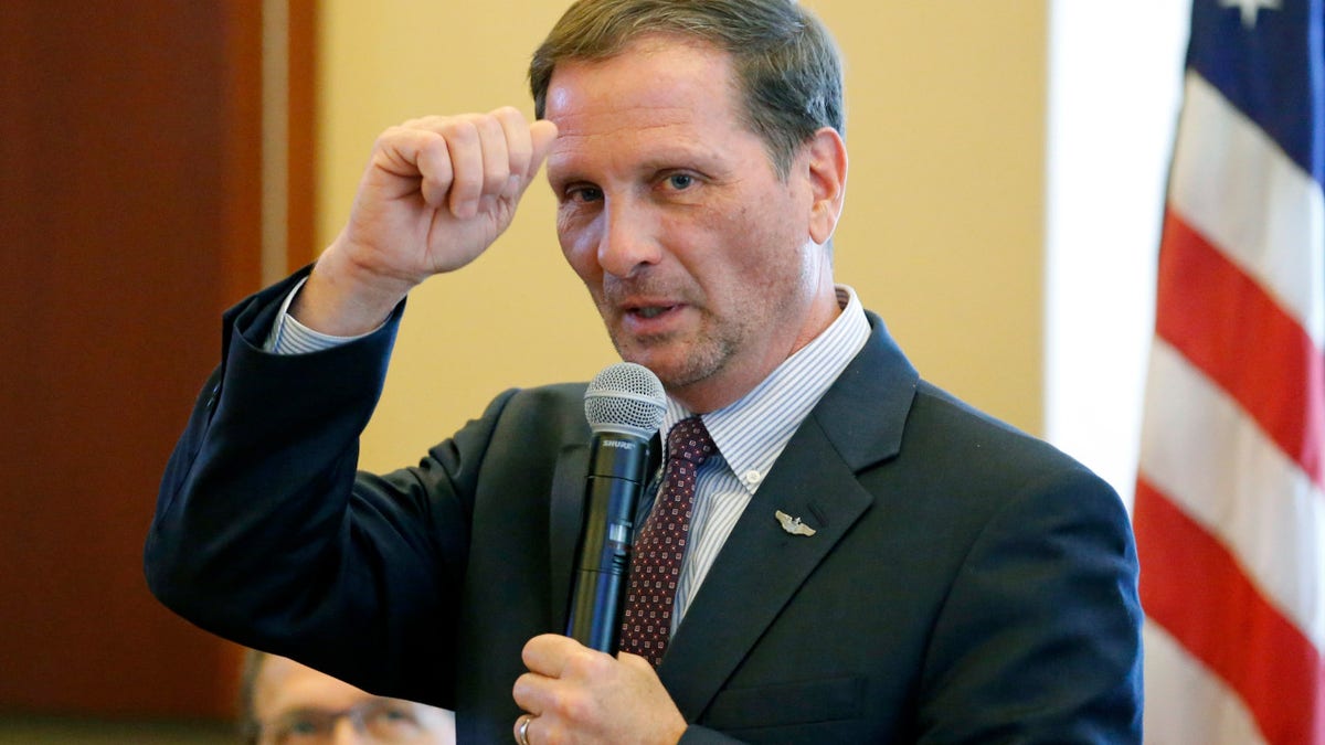 Utah Republican Rep. Chris Stewart speaks before the House Republican Caucus