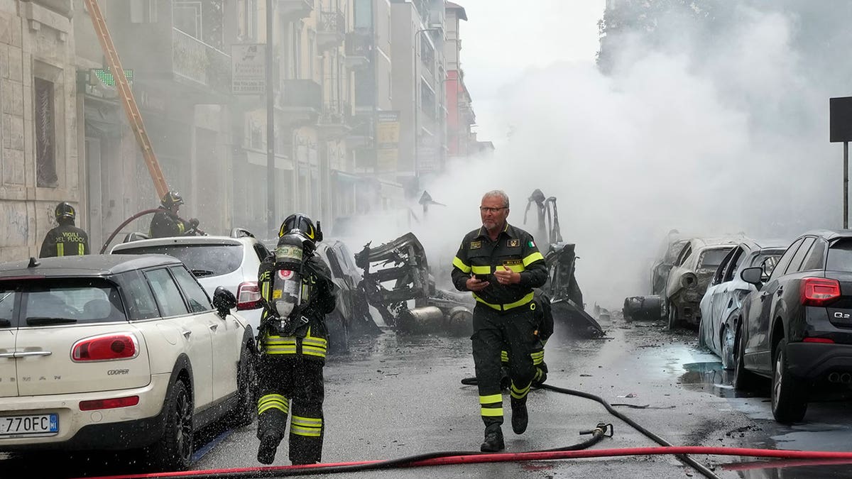 Firefighters respond to explosion in Milan, Italy