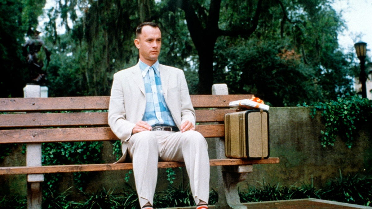 Forrest Gump sitting on a bench