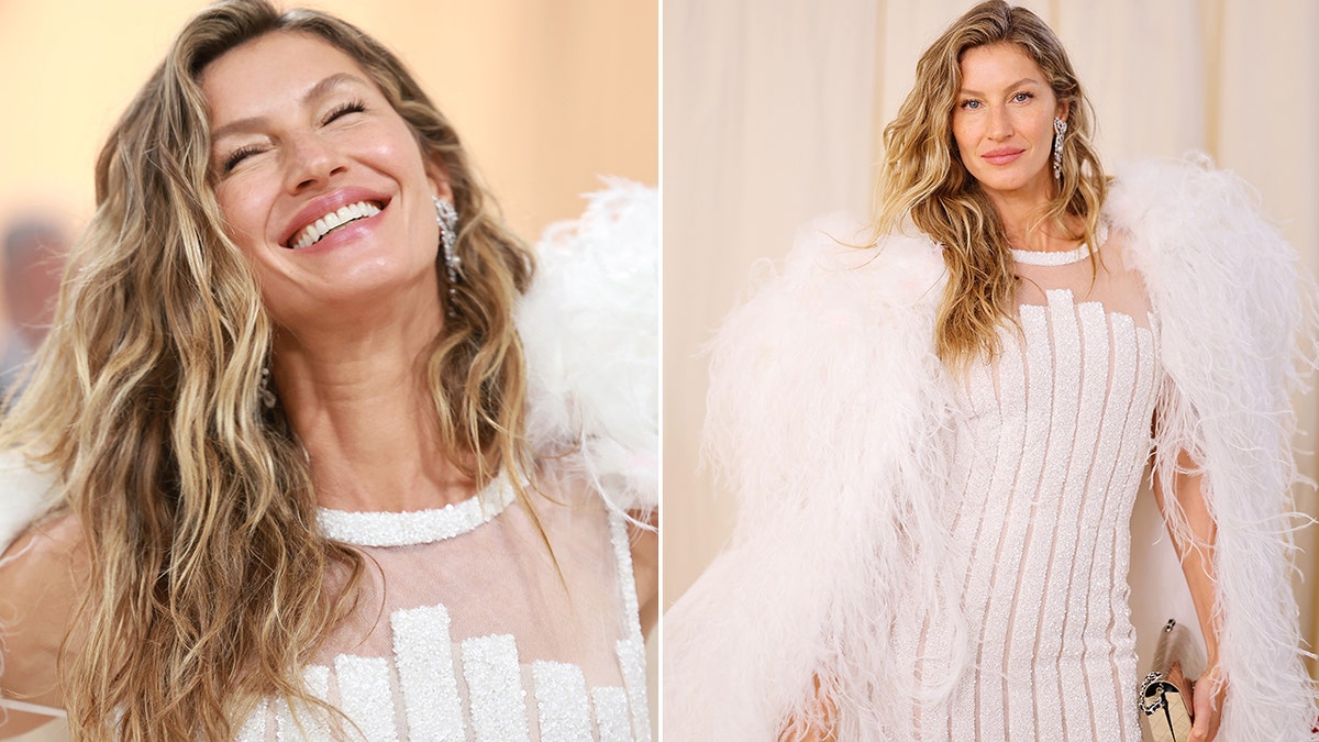 Gisele Bundchen smiles in sheer white Chanel gown at Met Gala in New York