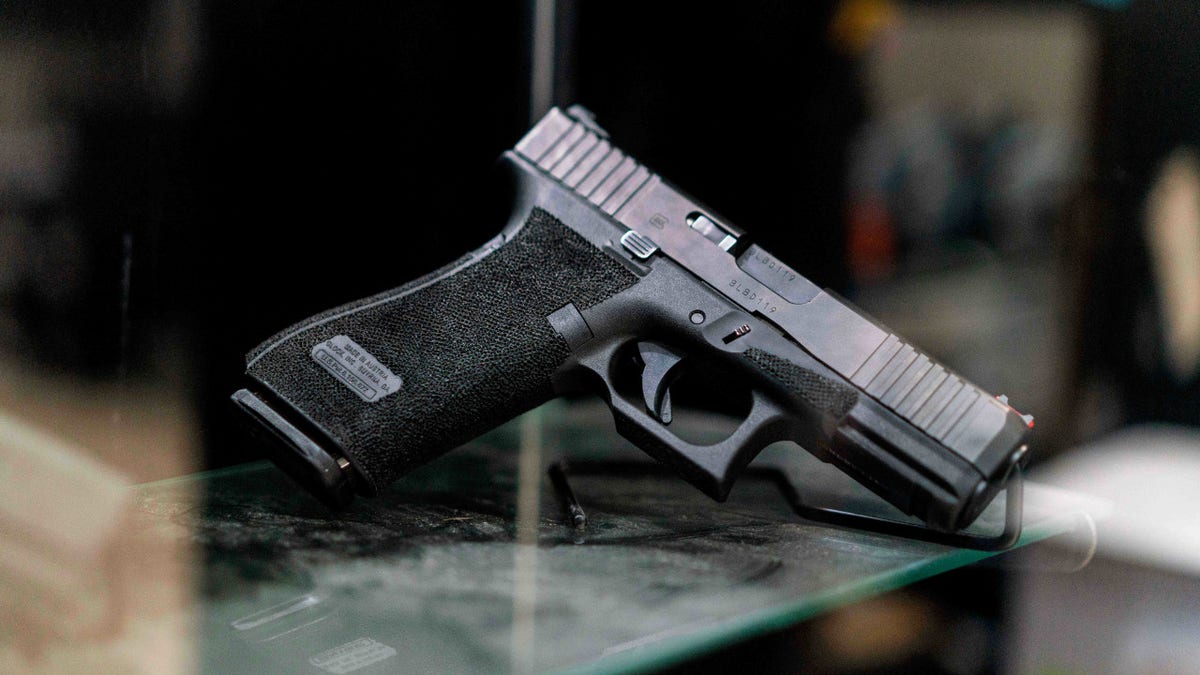 A Glock pistol for sale at Redstone Firearms, in Burbank, California, US, on Friday, Sept. 16, 2022.