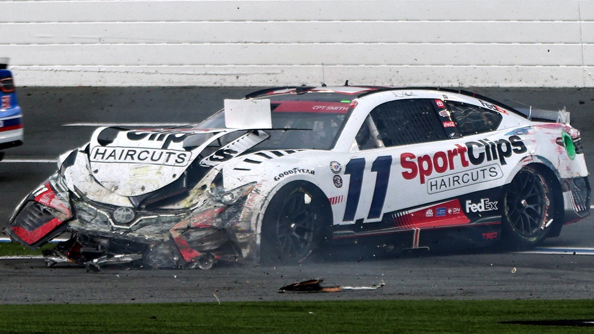 Denny Hanlin after crash at Coca Cola 600