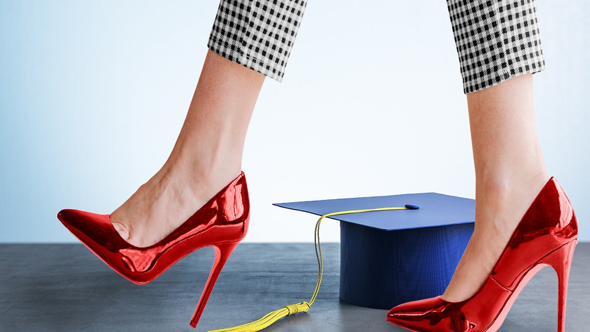 woman wearing red high heels