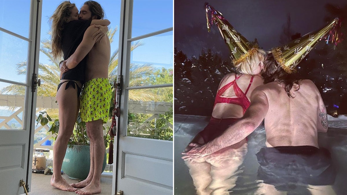Heidi Klum and her husband kissing