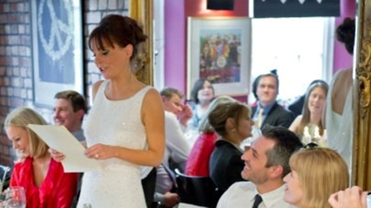 woman delivering speech vows wedding