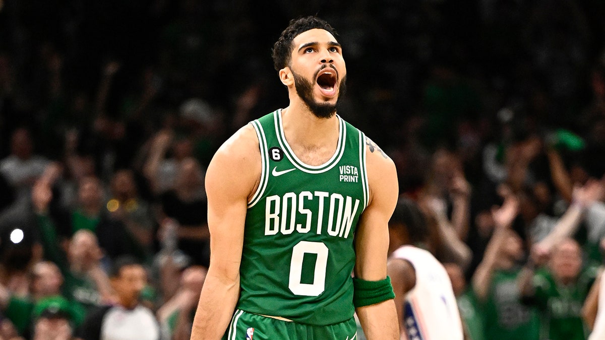 Jayson Tatum celebrates