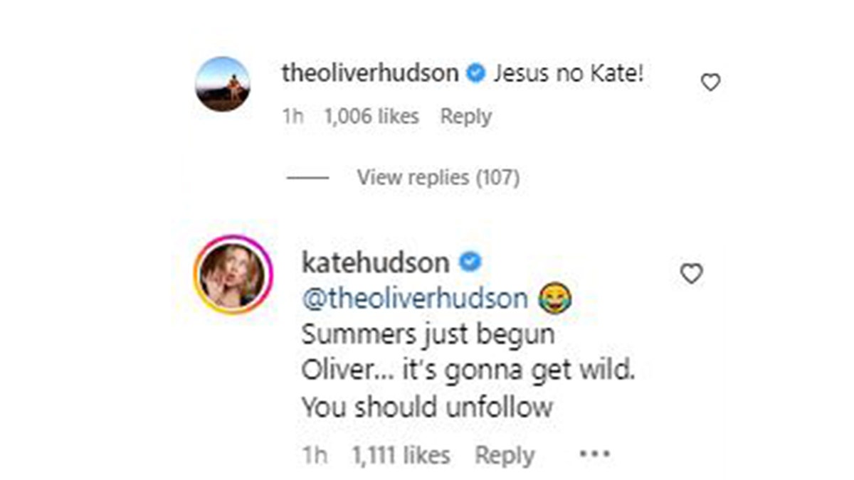 Kate Hudson responds to brother Oliver's tough reaction to topless photos on Instagram
