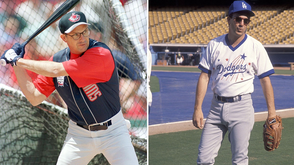 Kevin Costner suits up in Dodgers attire for training on the field in Los Angeles and Boston