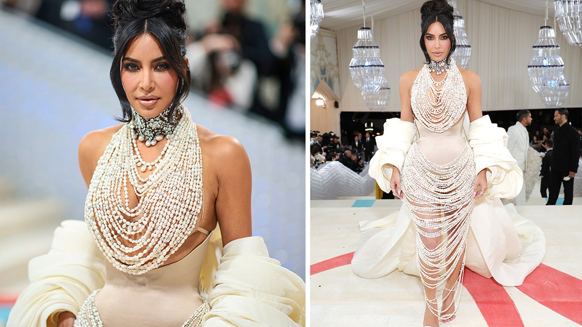 Kim Kardashian showed her shapewear with pearl dress at Met Gala