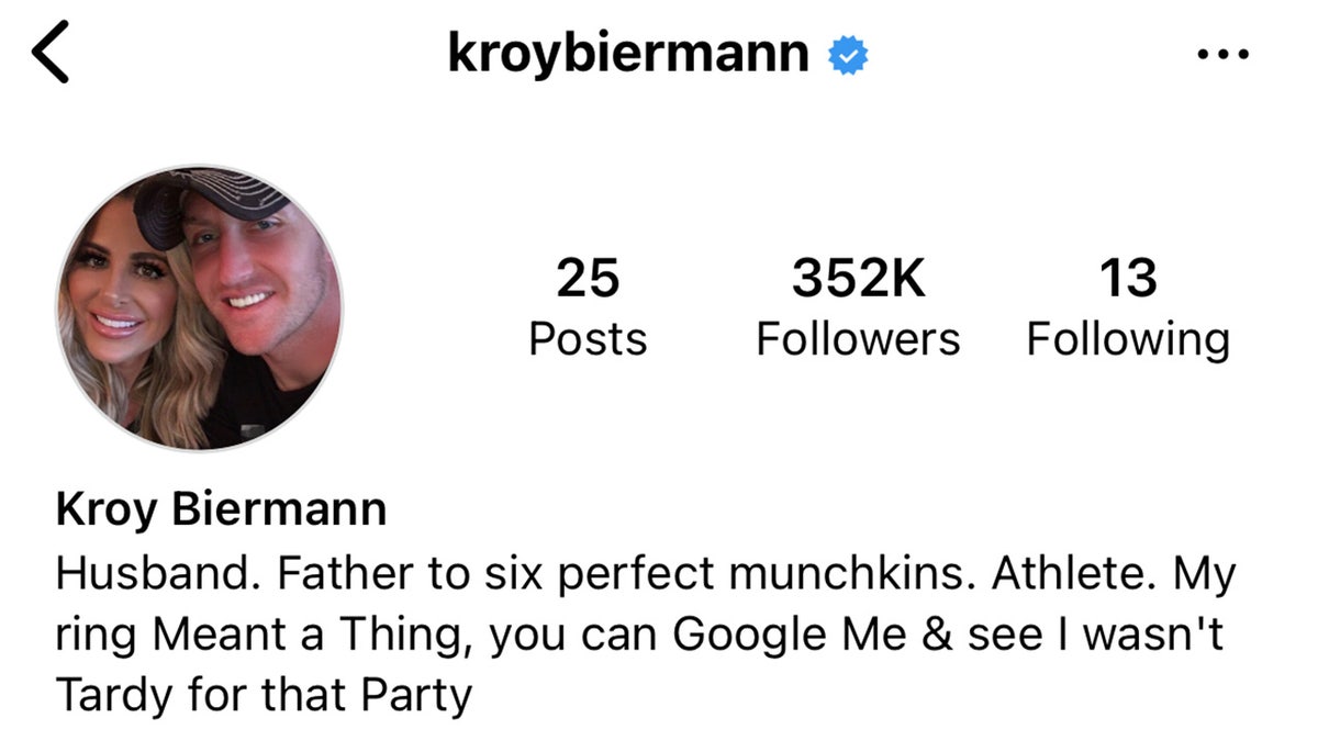 Kroy Biermann shares picture of wife Kim Zolciak in Instagram bio with My ring meant a thing caption