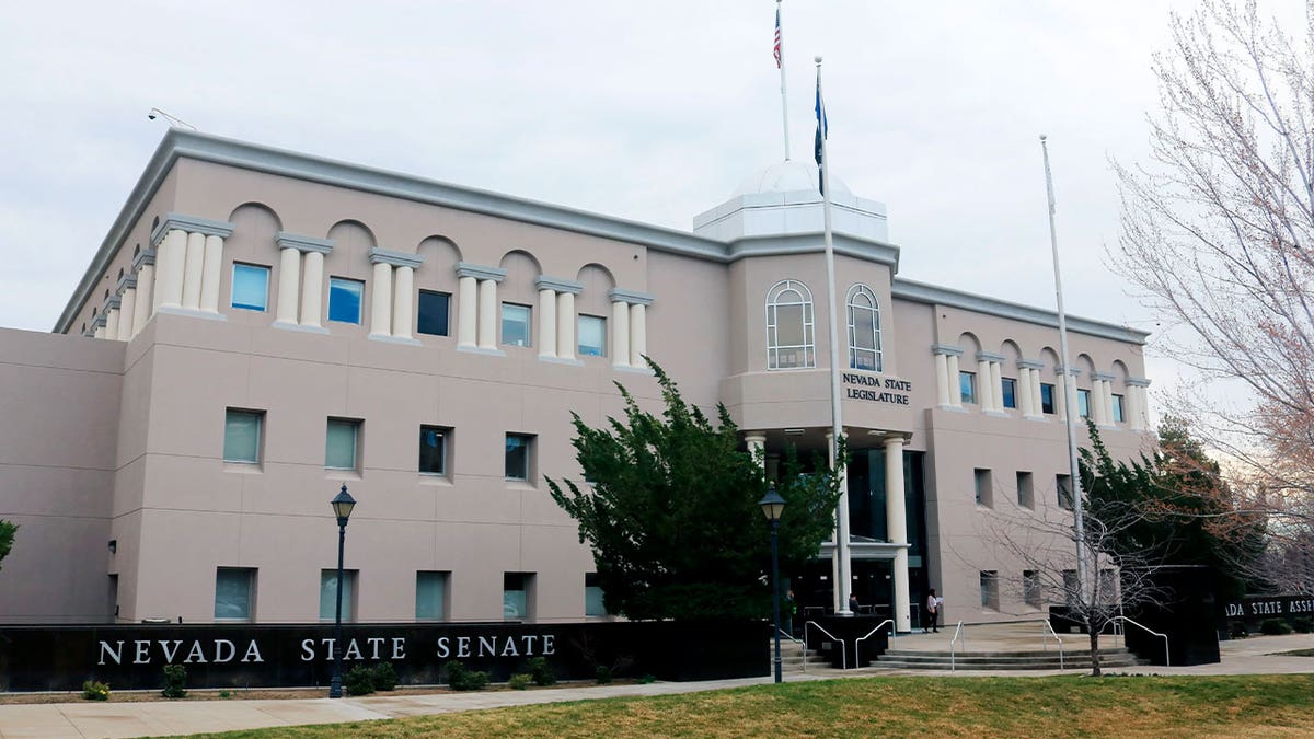 The Nevada Legislature building housing the state Senate and Assembly is seen in Carson City, Nevada. On Wednesday, the Nevada Assembly approved a measure in a major step in adding existing abortion rights to the state constitution.
