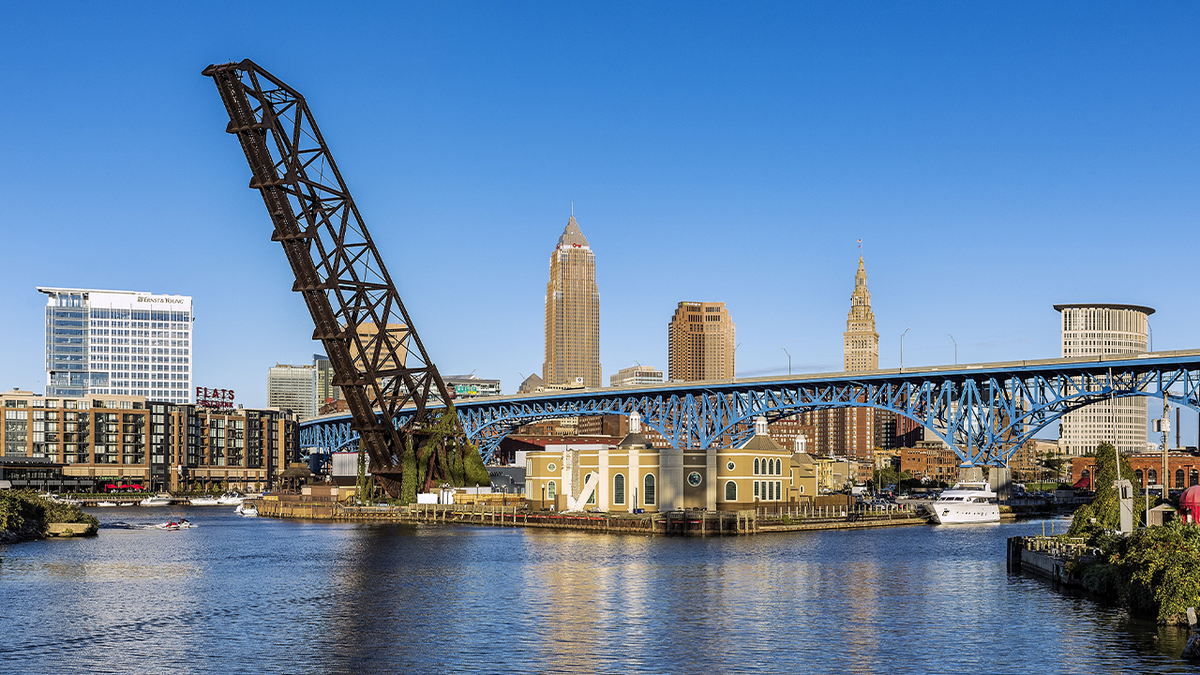 Cleveland, Ohio, skyline seen from river