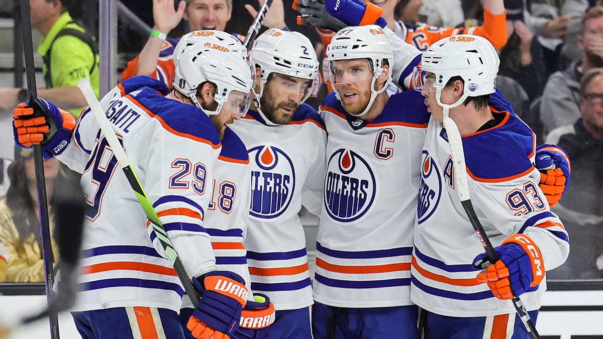 Oilers celebrate goal