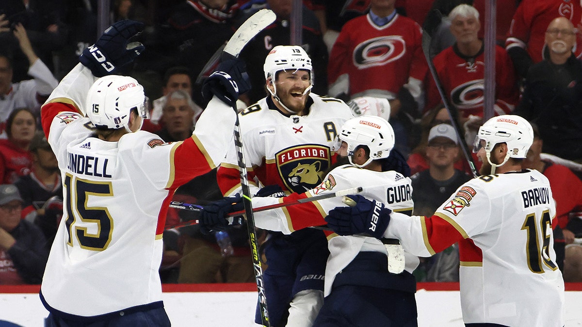 Panthers celebrate overtime goal